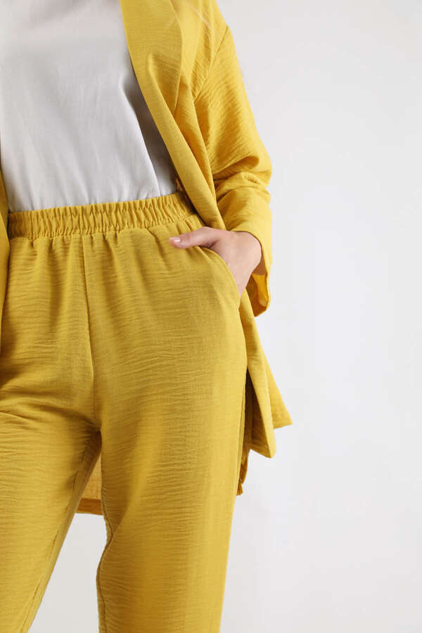 Şal Yaka Kimono Takım Hardal - 4