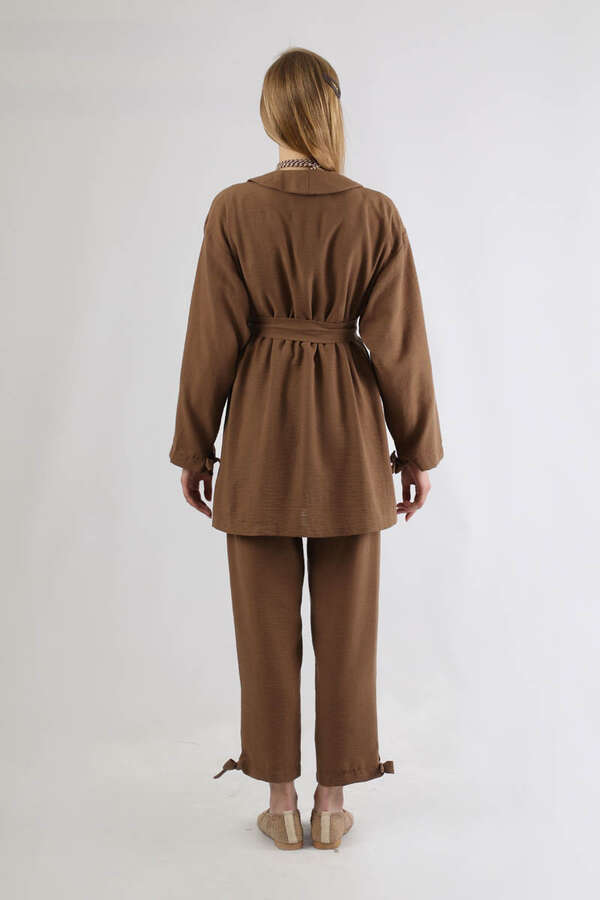 Şal Yaka Kimono Takım Kahve - 5