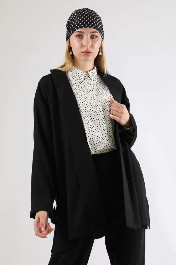 Şal Yaka Kimono Takım Siyah - 2