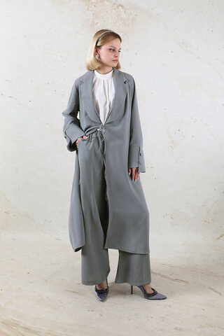 Şal Yaka Krep Takım Gri - 5