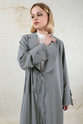 Şal Yaka Krep Takım Gri - 4