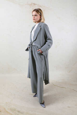 Şal Yaka Krep Takım Gri - 6