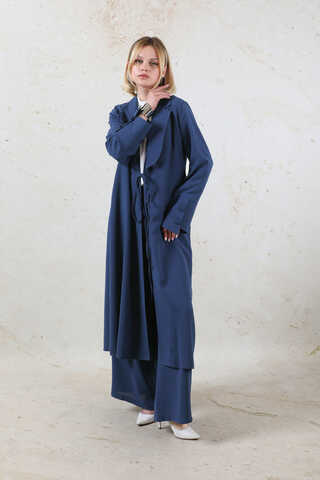 Şal Yaka Krep Takım Lacivert - 3