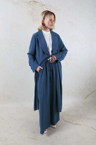 Şal Yaka Krep Takım Lacivert - 5