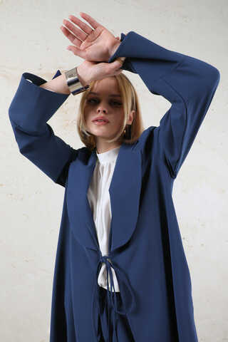 Şal Yaka Krep Takım Lacivert - 4