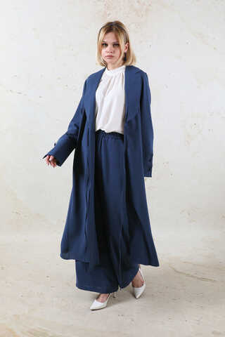 Şal Yaka Krep Takım Lacivert - 6