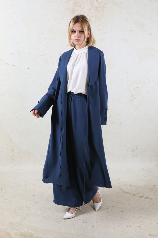 Şal Yaka Krep Takım Lacivert - 6