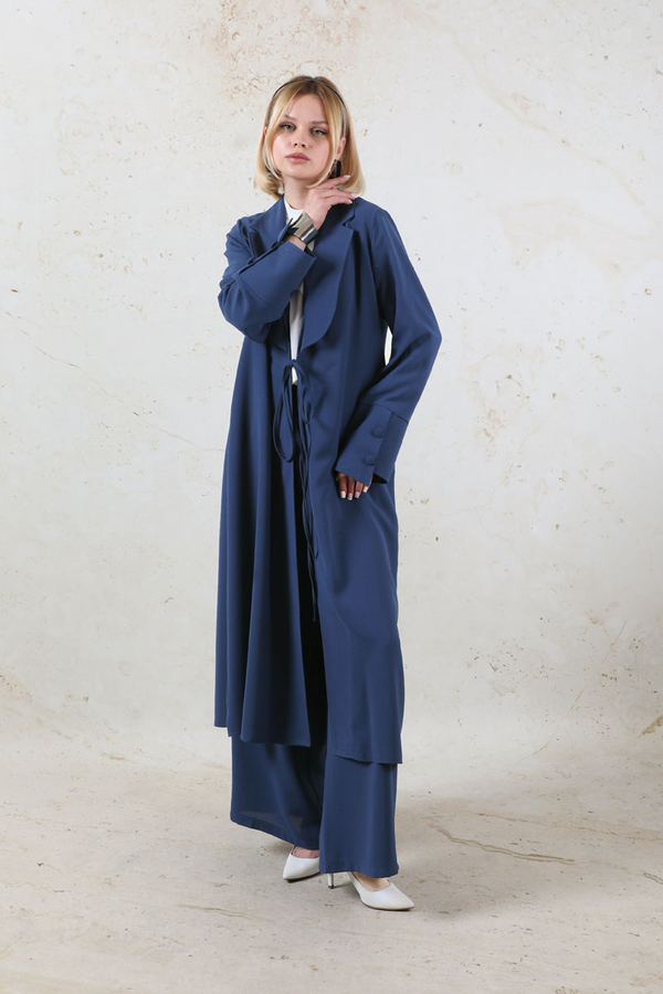 Şal Yaka Krep Takım Lacivert - 3