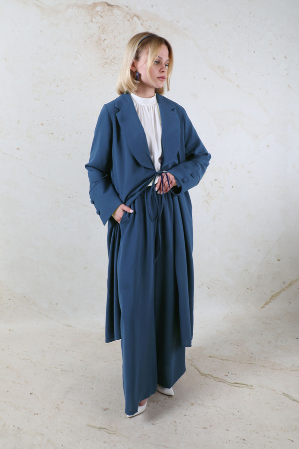 Şal Yaka Krep Takım Lacivert - 5