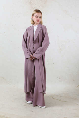 Şal Yaka Krep Takım Lila - 1