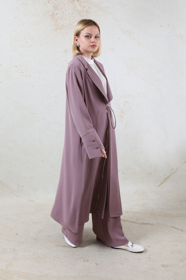 Şal Yaka Krep Takım Lila - 6