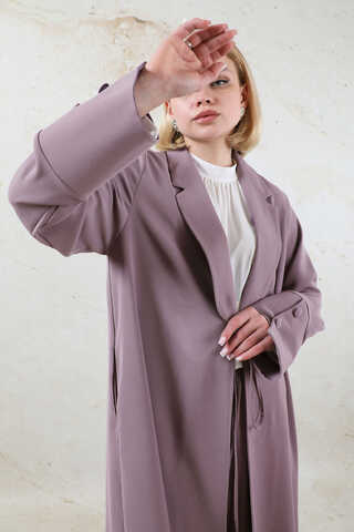 Şal Yaka Krep Takım Lila - 4