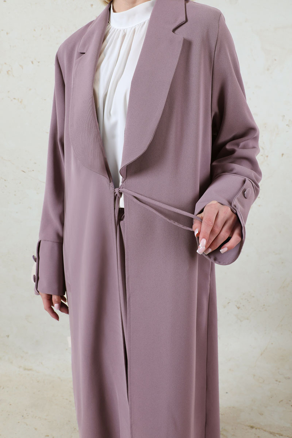 Şal Yaka Krep Takım Lila - 5
