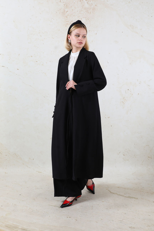 Şal Yaka Krep Takım Siyah - 2