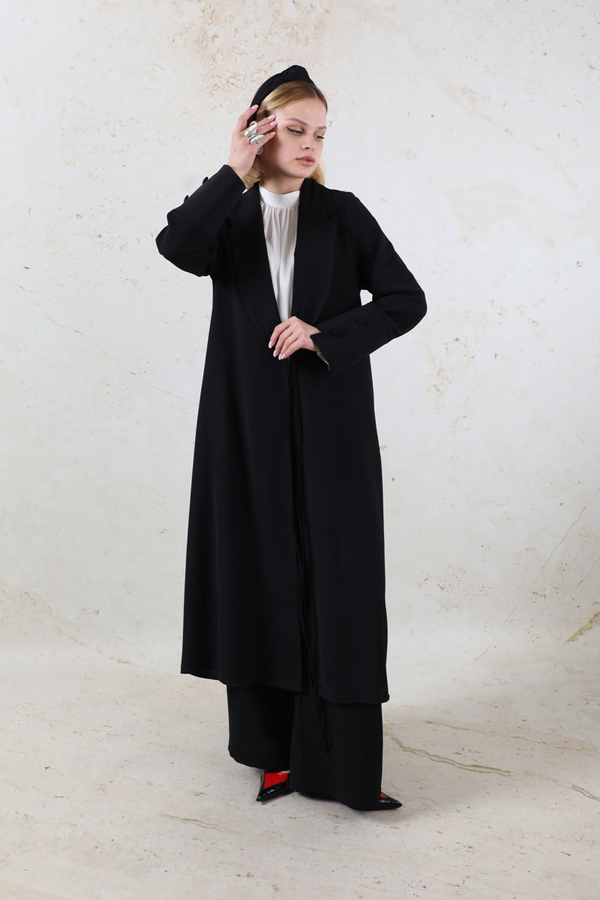 Şal Yaka Krep Takım Siyah - 4