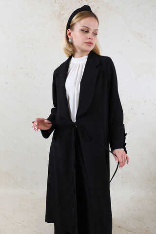 Şal Yaka Krep Takım Siyah - 3