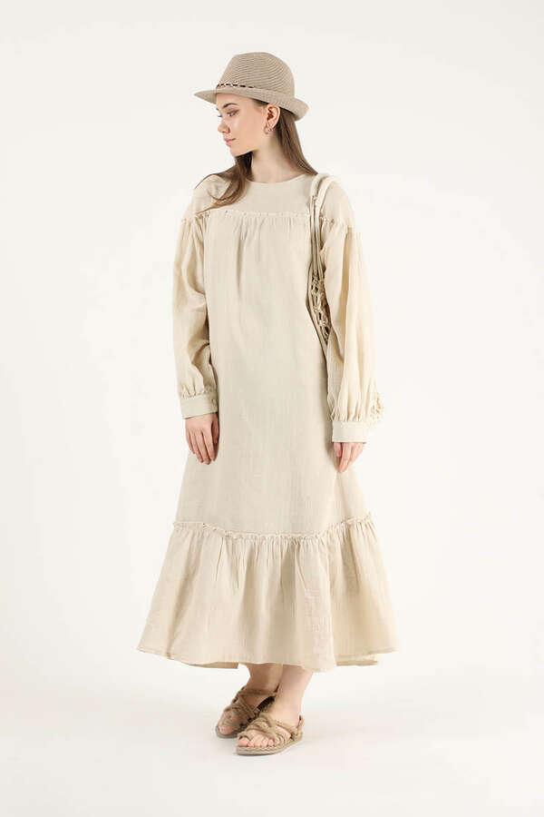 Loose Dress Beige - 3