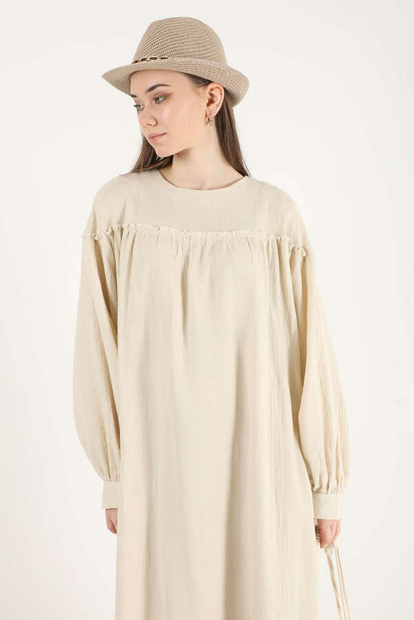 Loose Dress Beige - 4
