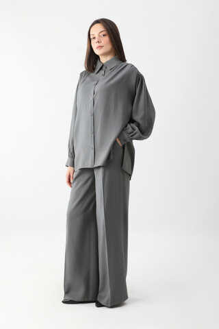 Salaş Pantolonlu Takım Füme - 2