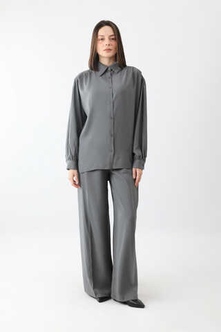 Salaş Pantolonlu Takım Füme - 4