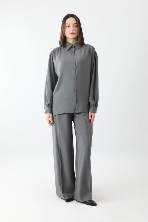 Salaş Pantolonlu Takım Füme - 4