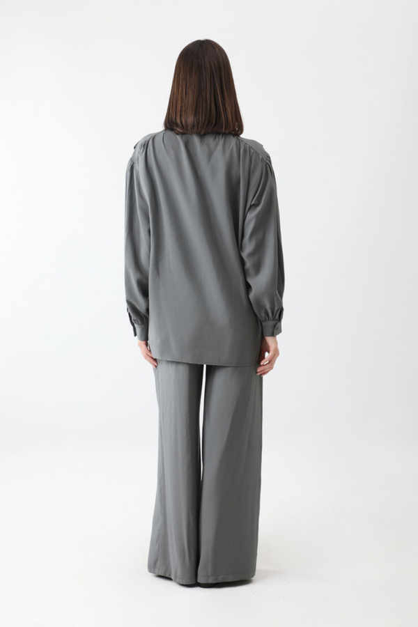 Salaş Pantolonlu Takım Füme - 5