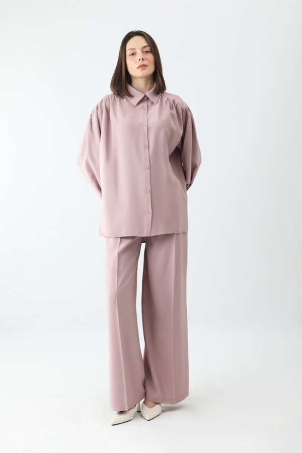 Salaş Pantolonlu Takım Pudra - 3