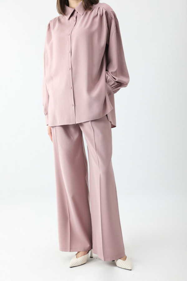 Salaş Pantolonlu Takım Pudra - 5