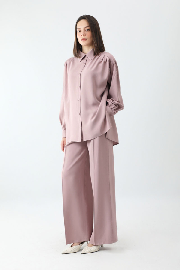 Salaş Pantolonlu Takım Pudra - 4