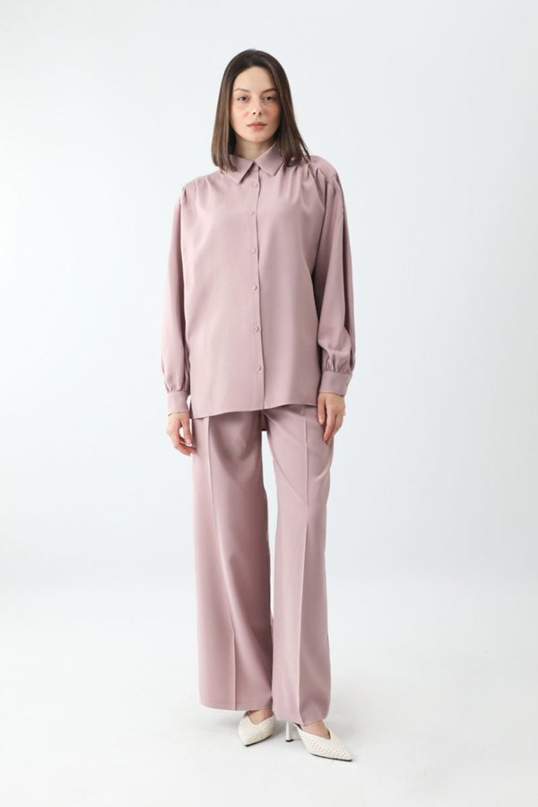 Salaş Pantolonlu Takım Pudra 