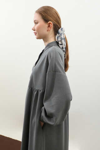 Salaş Triko Elbise Antrasit - 5