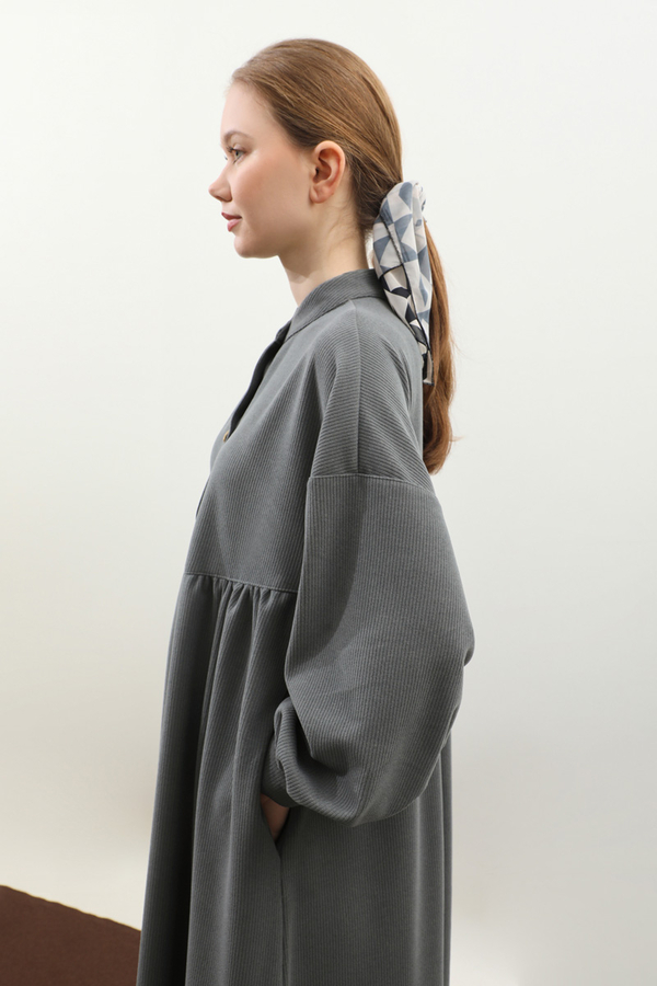 Salaş Triko Elbise Antrasit - 5