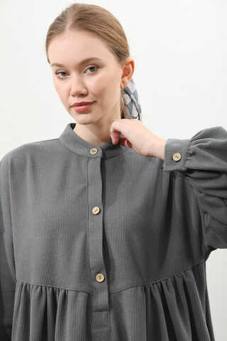 Salaş Triko Elbise Antrasit - 8