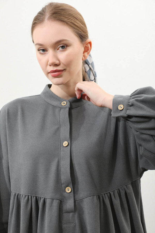 Salaş Triko Elbise Antrasit - 8