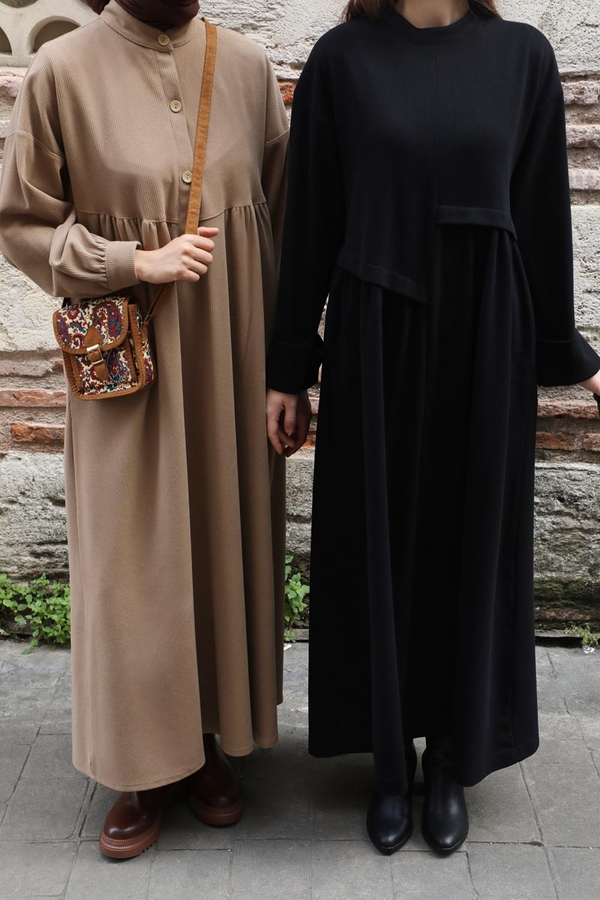 Salaş Triko Elbise Koyu Vizon - 5