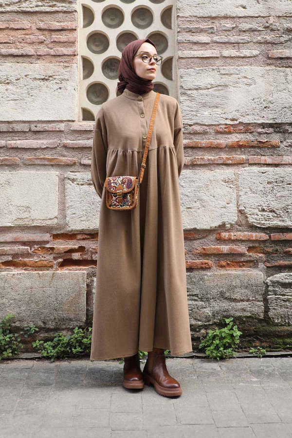 Salaş Triko Elbise Koyu Vizon - 4