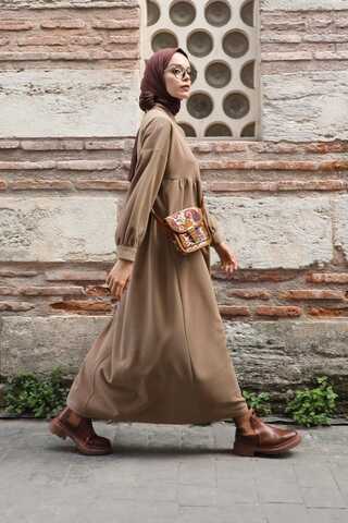 Salaş Triko Elbise Koyu Vizon - 3