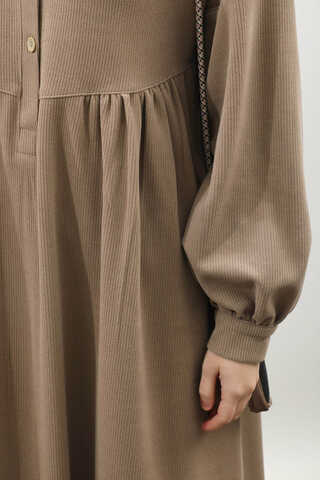 Salaş Triko Elbise Koyu Vizon - 11