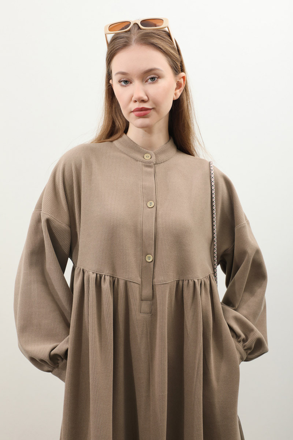 Salaş Triko Elbise Koyu Vizon - 12