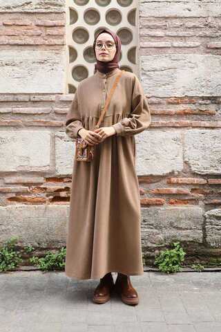 Salaş Triko Elbise Koyu Vizon - 6