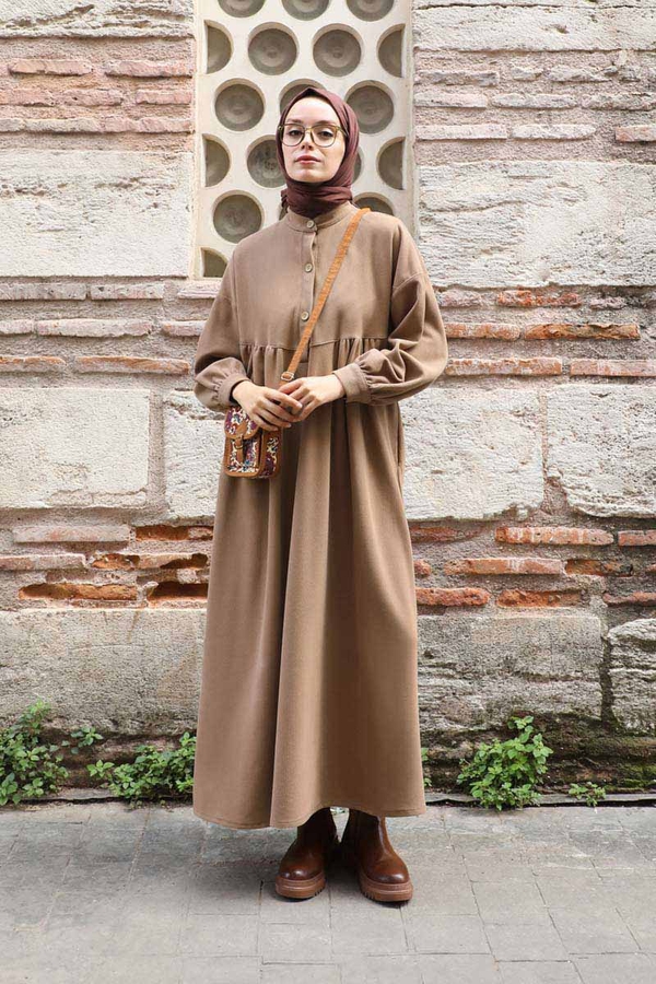 Salaş Triko Elbise Koyu Vizon - 6