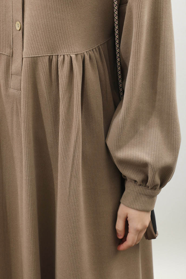 Salaş Triko Elbise Koyu Vizon - 11