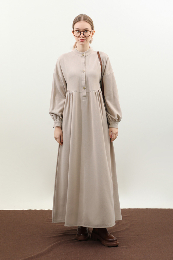 Salaş Triko Elbise Krem - 2