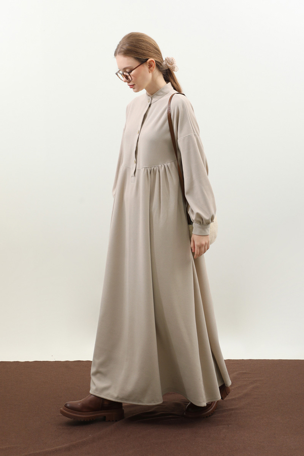 Salaş Triko Elbise Krem - 3