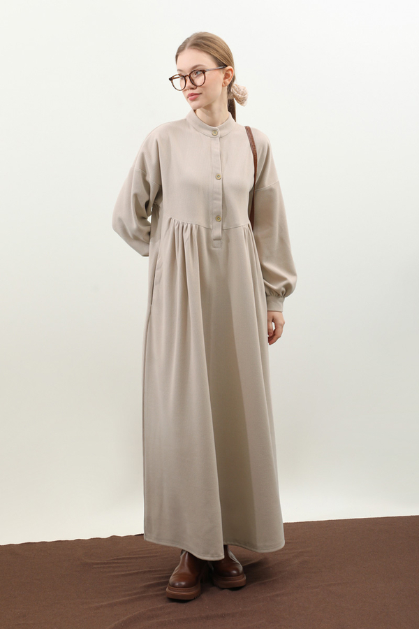 Salaş Triko Elbise Krem - 4