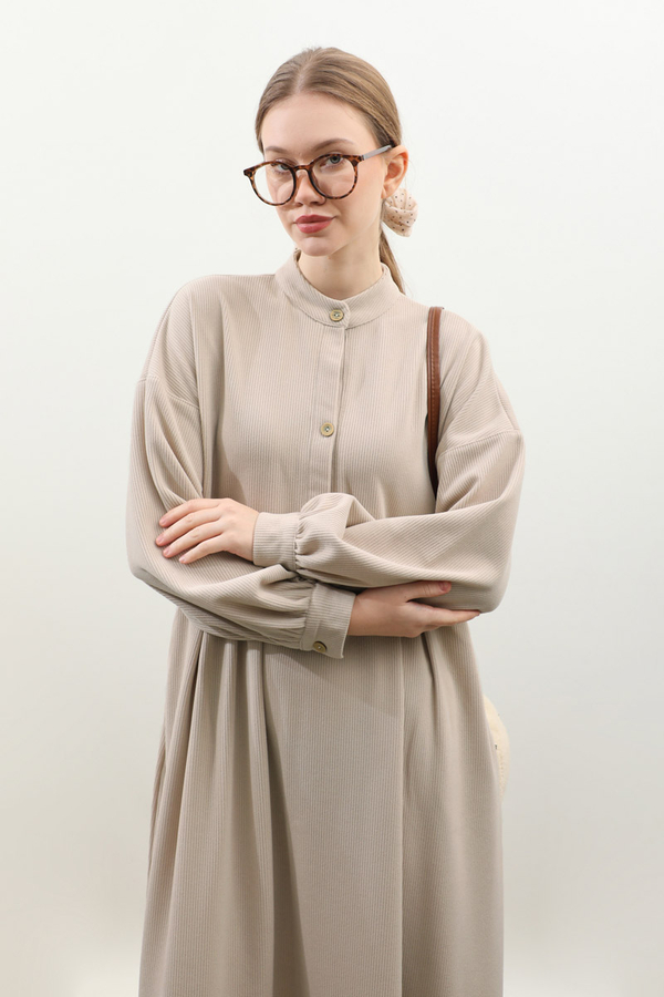 Salaş Triko Elbise Krem - 5