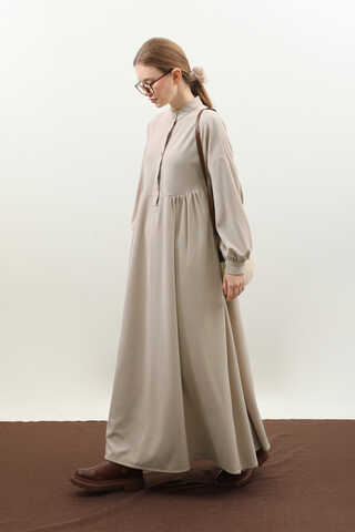 Salaş Triko Elbise Krem - 3