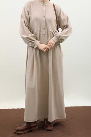 Salaş Triko Elbise Krem - 1