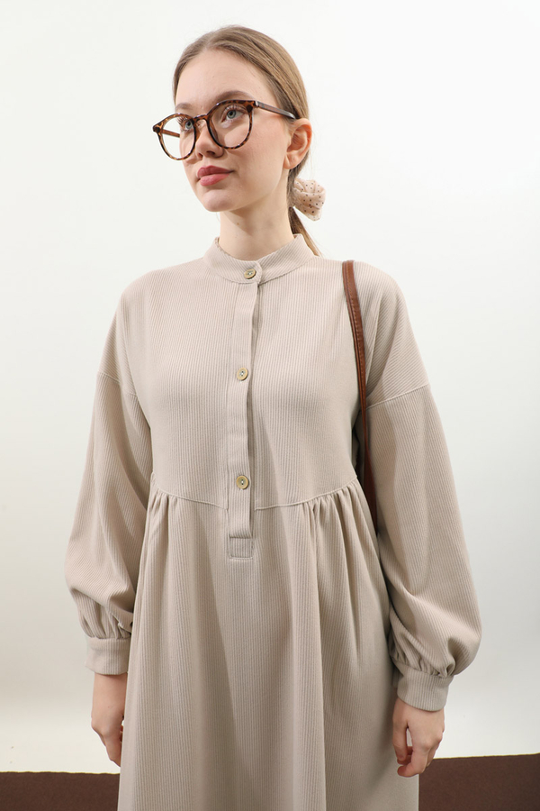 Salaş Triko Elbise Krem - 6