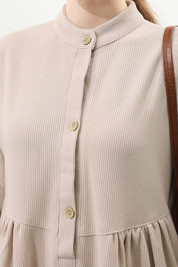 Salaş Triko Elbise Krem - 7